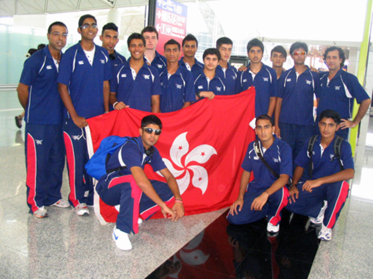 The Hong Kong squad for the ICC Under-19 Cricket World Cup Qualifier awaits their flight to Canada