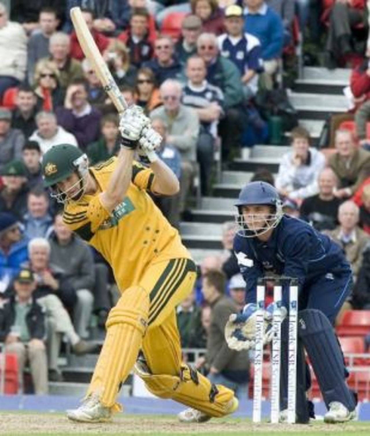Adam Voges drives during his half-century, Australia v Scotland, Only ODI, Edinburgh, August 28, 2009