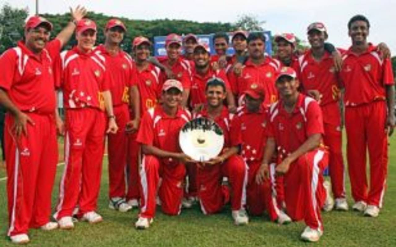 The Singapore team with the trophy, Bahrain v Singapore, ICC World Cricket League Division 6, Singapore, September 5, 2009
