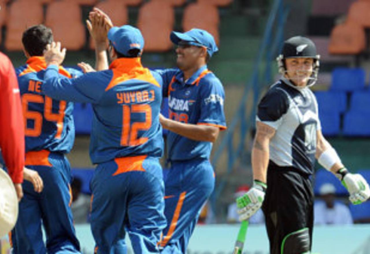 Brendon McCullum was trapped leg before for 3, India v New Zealand, 2nd match, Compaq Cup, Colombo, September 11, 2009