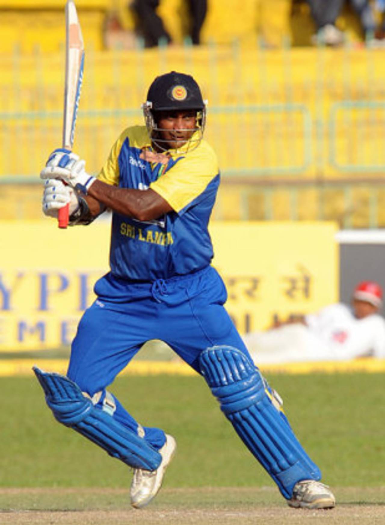 Sanath Jayasuriya cuts, Sri Lanka v India, Compaq Cup, 3rd match, Colombo, September 12, 2009
