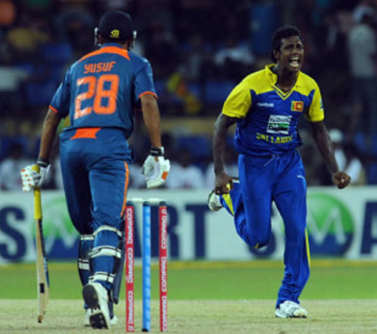 Angelo Mathews had Yusuf Pathan caught behind for 1, Sri Lanka v India, Compaq Cup, 3rd match, Colombo, September 12, 2009