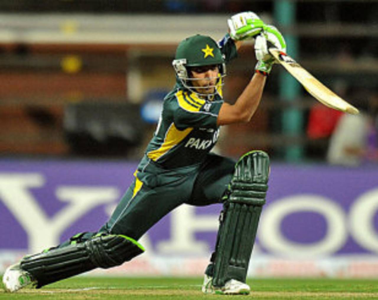 Umar Akmal lunges forward for an off drive, Pakistan v West Indies, ICC Champions Trophy, Group A, Johannesburg, September 23, 2009
