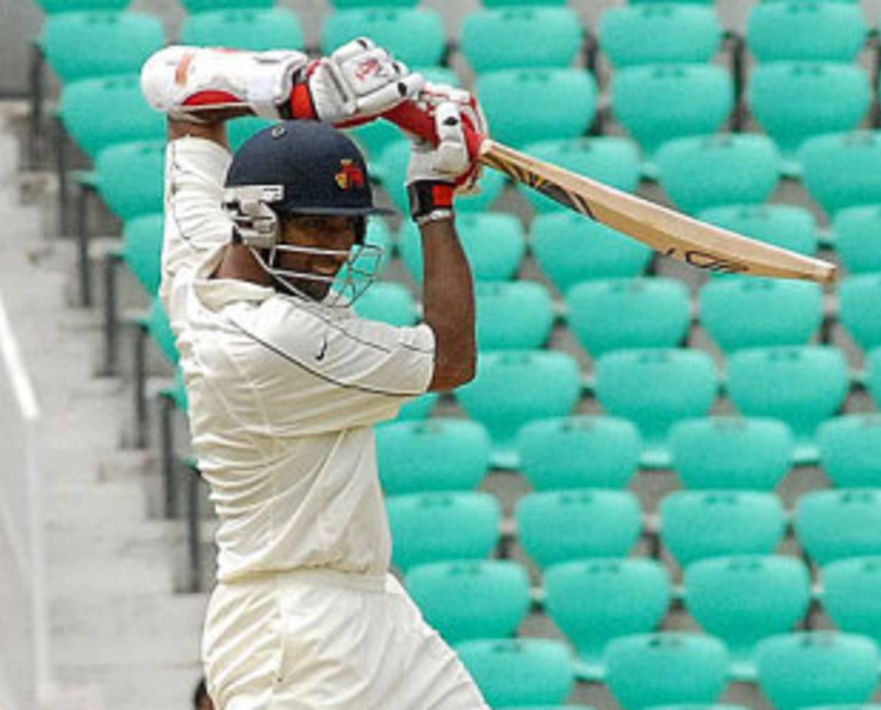 Wasim Jaffer drives straight during his 68, Mumbai v Rest of India, Irani Cup, Nagpur, 2nd day, October 2, 2009