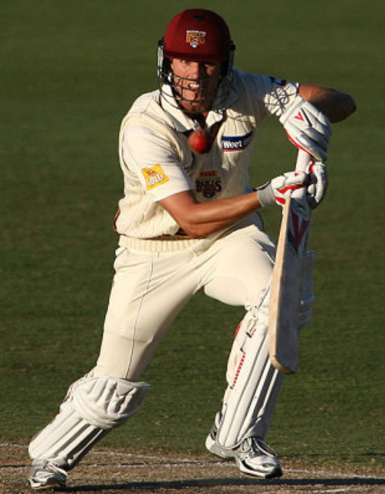 Chris Simpson taps it to the off side, Western Australia v Queensland, Sheffield Shield, Perth, 3rd day, October 15, 2009