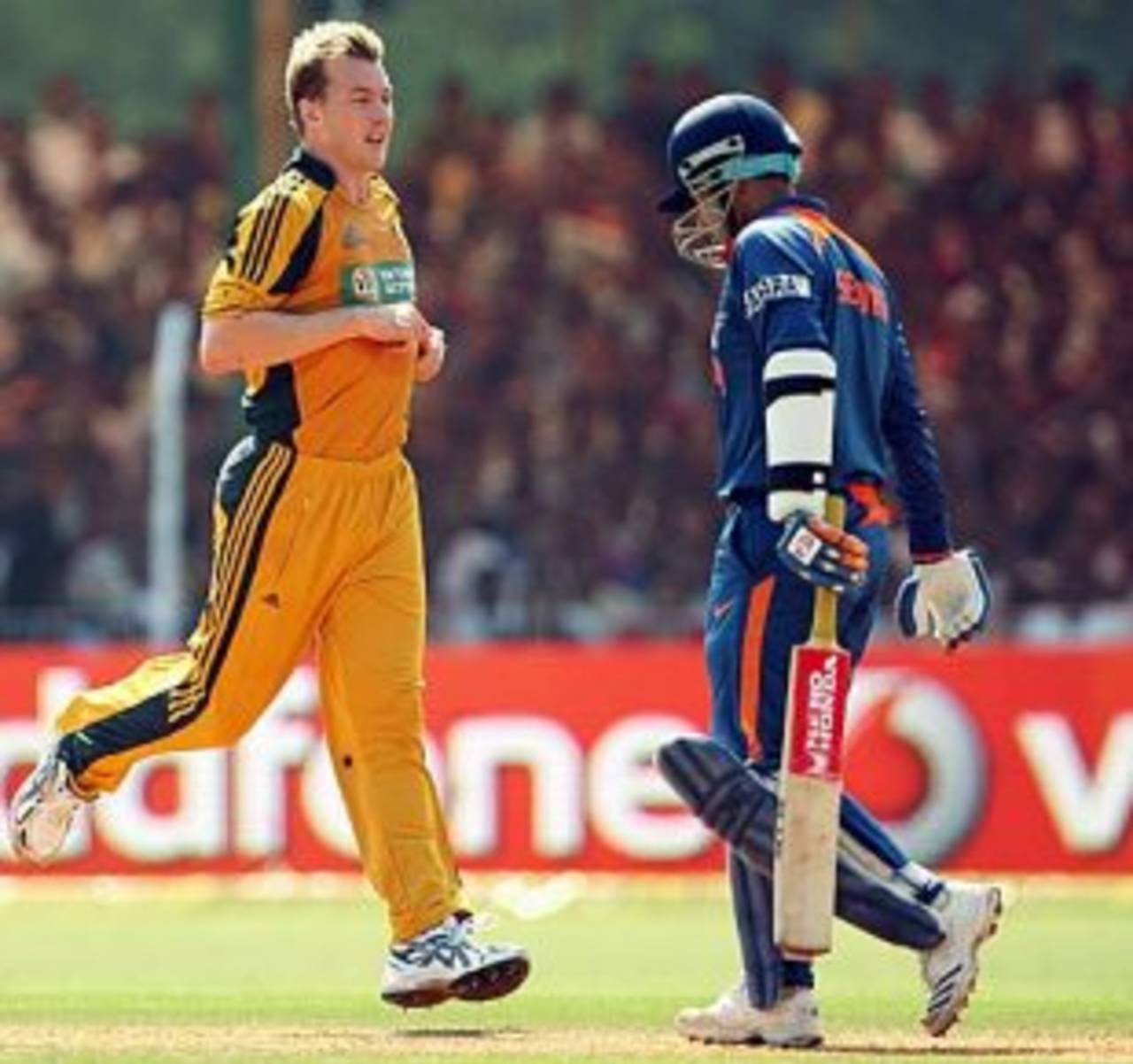 Brett Lee had Virender Sehwag caught-behind for 13, India v Australia, 1st ODI, Vadodara, October 25, 2009