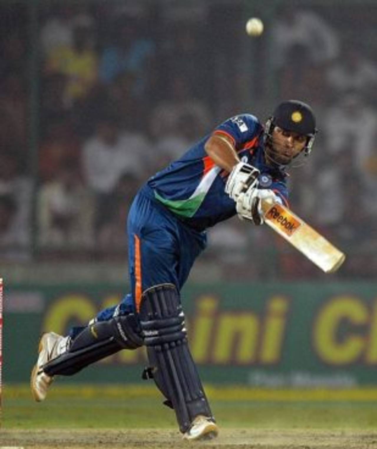 Yuvraj Singh lofts during his half-century, India v Australia, 3rd ODI, Delhi, October 31, 2009