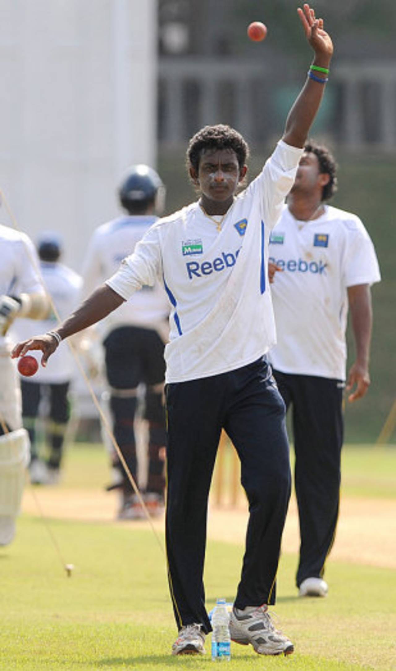 Ajantha Mendis gestures during a training session, Mumbai, November 13, 2009