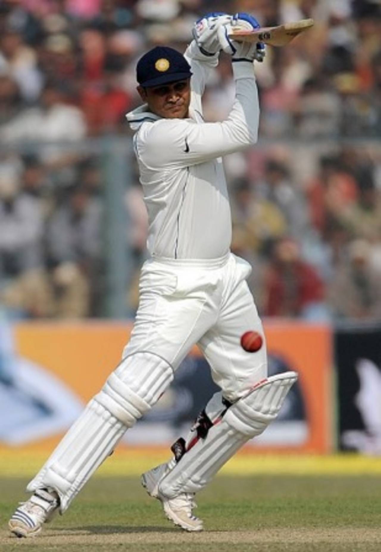 Virender Sehwag drives off the back foot, India v Sri Lanka, 2nd Test, Kanpur, 1st day, November 24, 2009