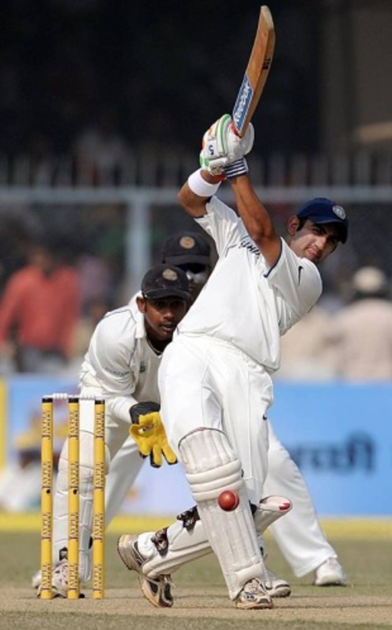 Gautam Gambhir hits down the ground, India v Sri Lanka, 2nd Test, Kanpur, 1st day, November 24, 2009