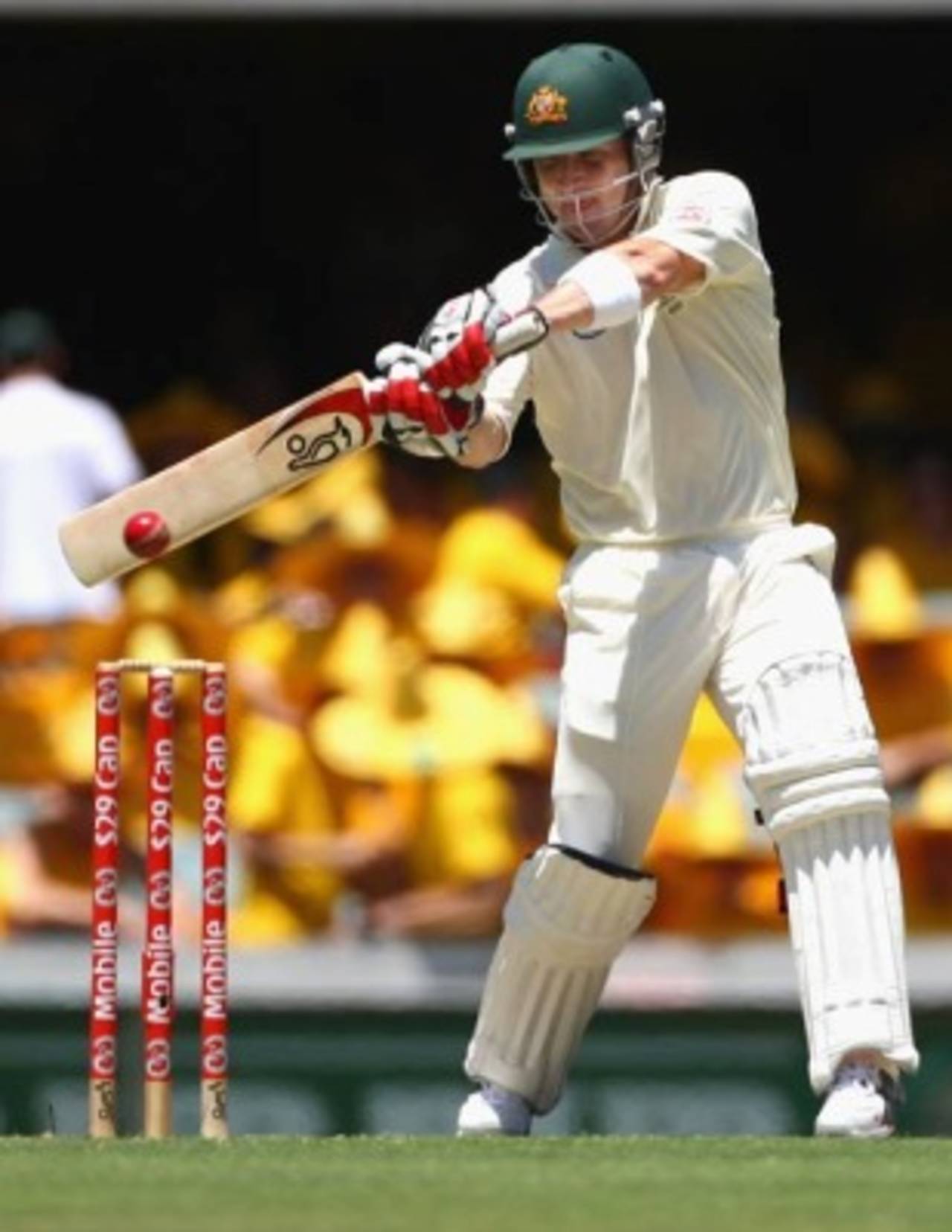 Brad Haddin crunches one through the off-side, Australia v West Indies, 1st Test, Brisbane, 2nd day, November 27, 2009