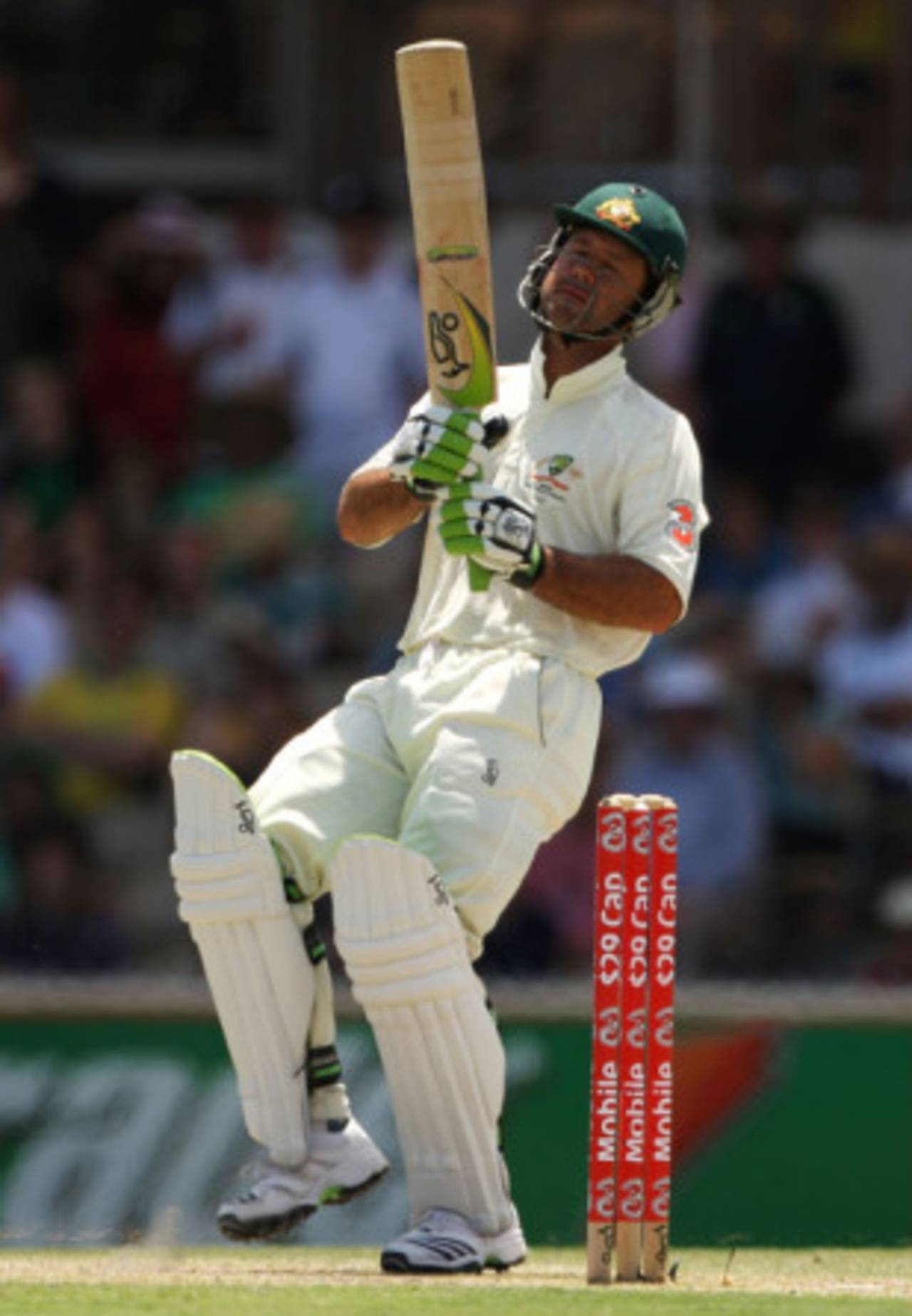 Ricky Ponting shows his frustration at his dismissal to Kemar Roach, Australia v West Indies, 2nd Test, Adelaide