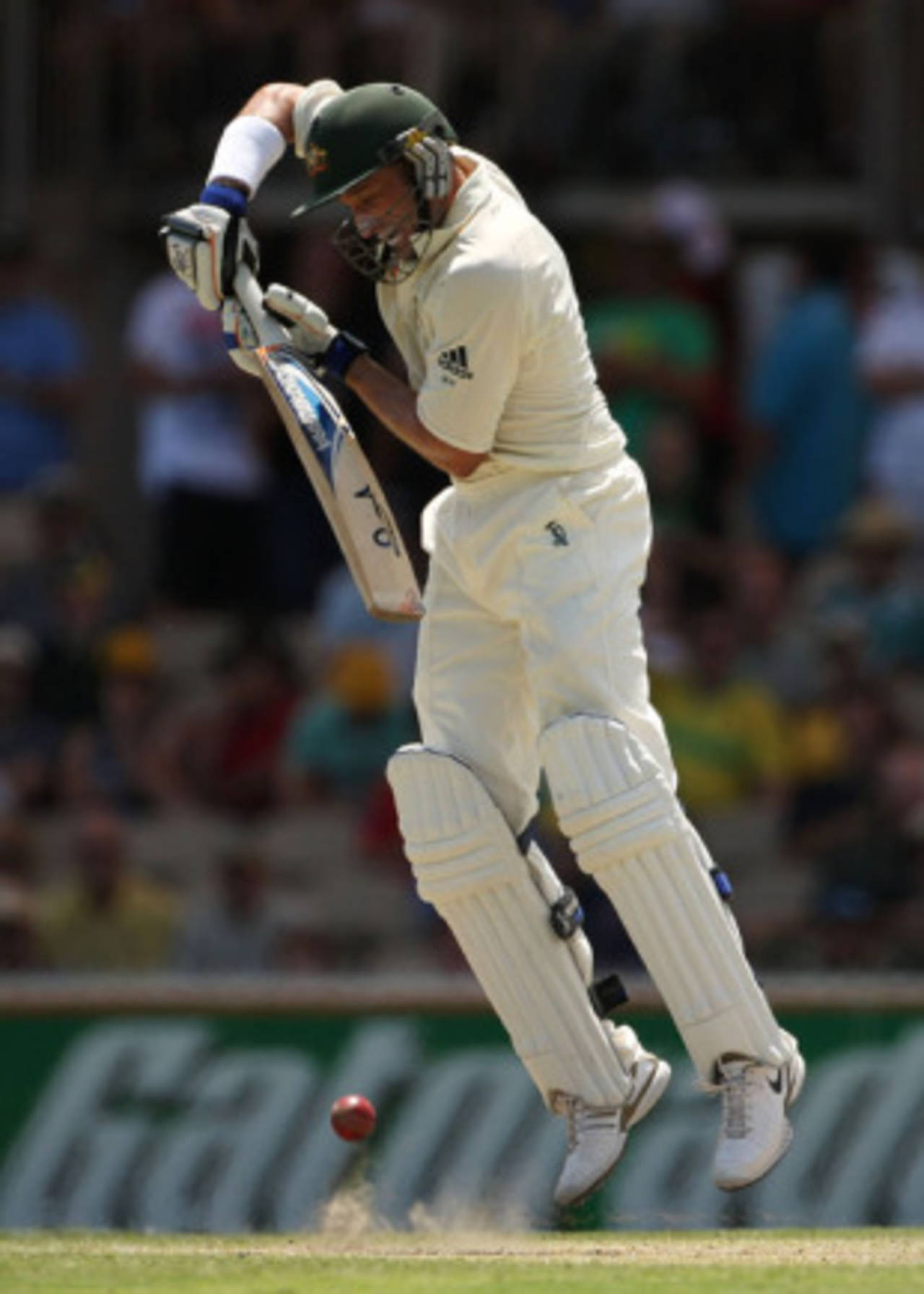 Michael Hussey jumps back to defend, Australia v West Indies, 2nd Test, Adelaide