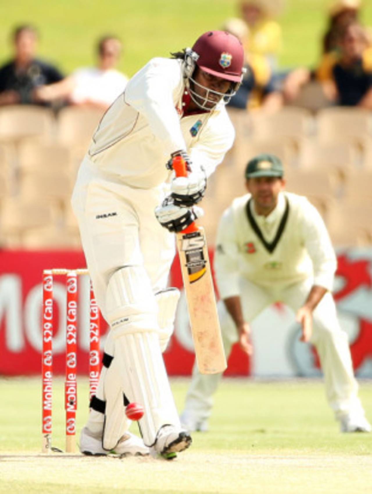 Chris Gayle on his way to a half-century, Australia v West Indies, 2nd Test, Adelaide