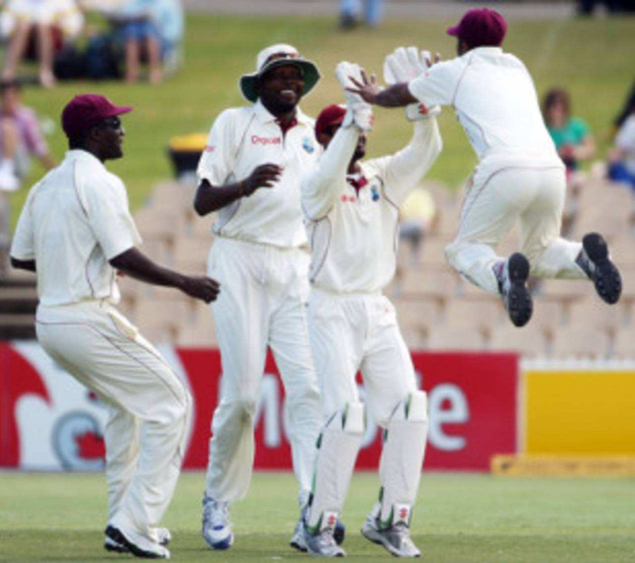 Adrian Barath jumps for joy after catching Simon Katich, Australia v West Indies, 2nd Test, Adelaide