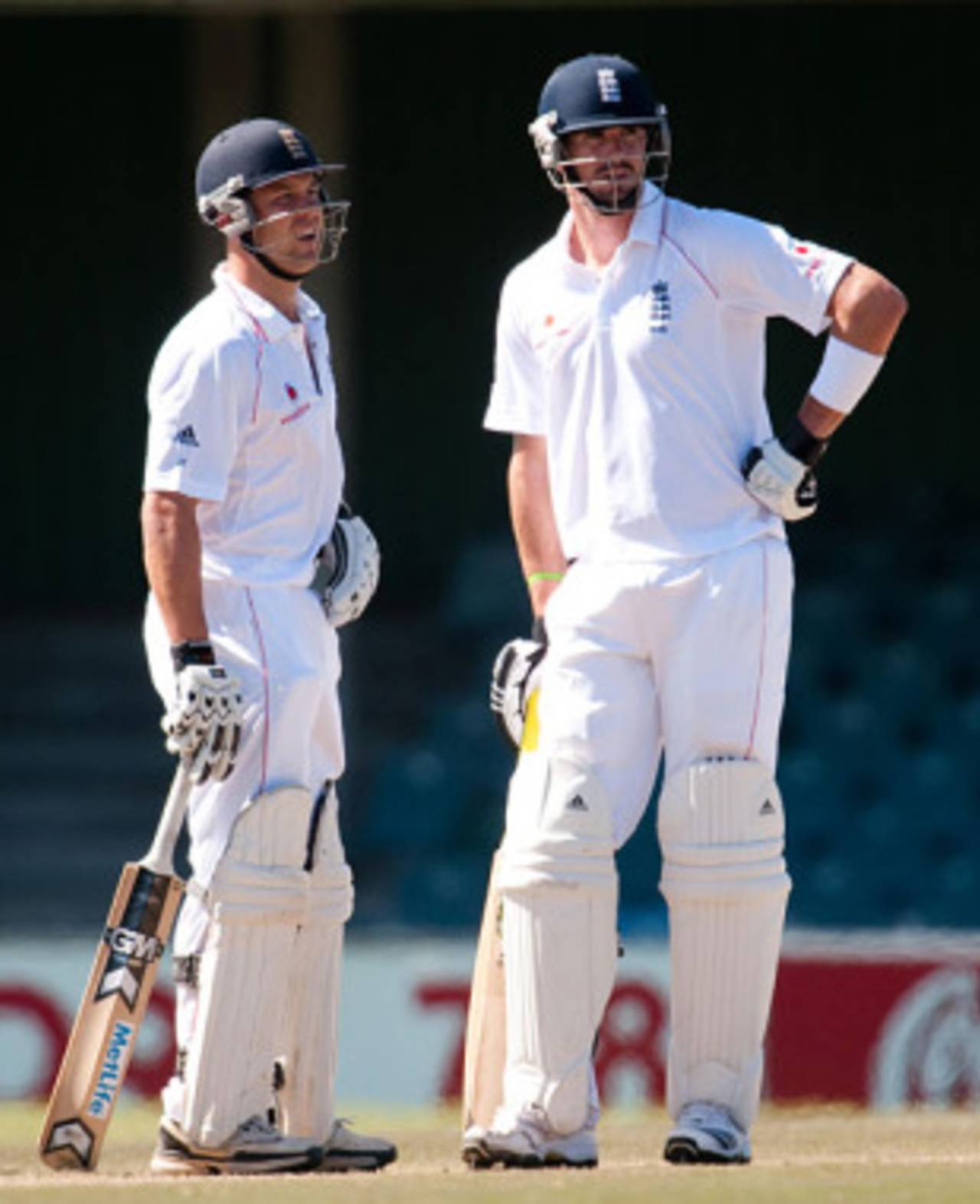 England's Jonathan Trott and Kevin Pietersen, South African Invitational XI v England XI at East London, December 11, 2009 