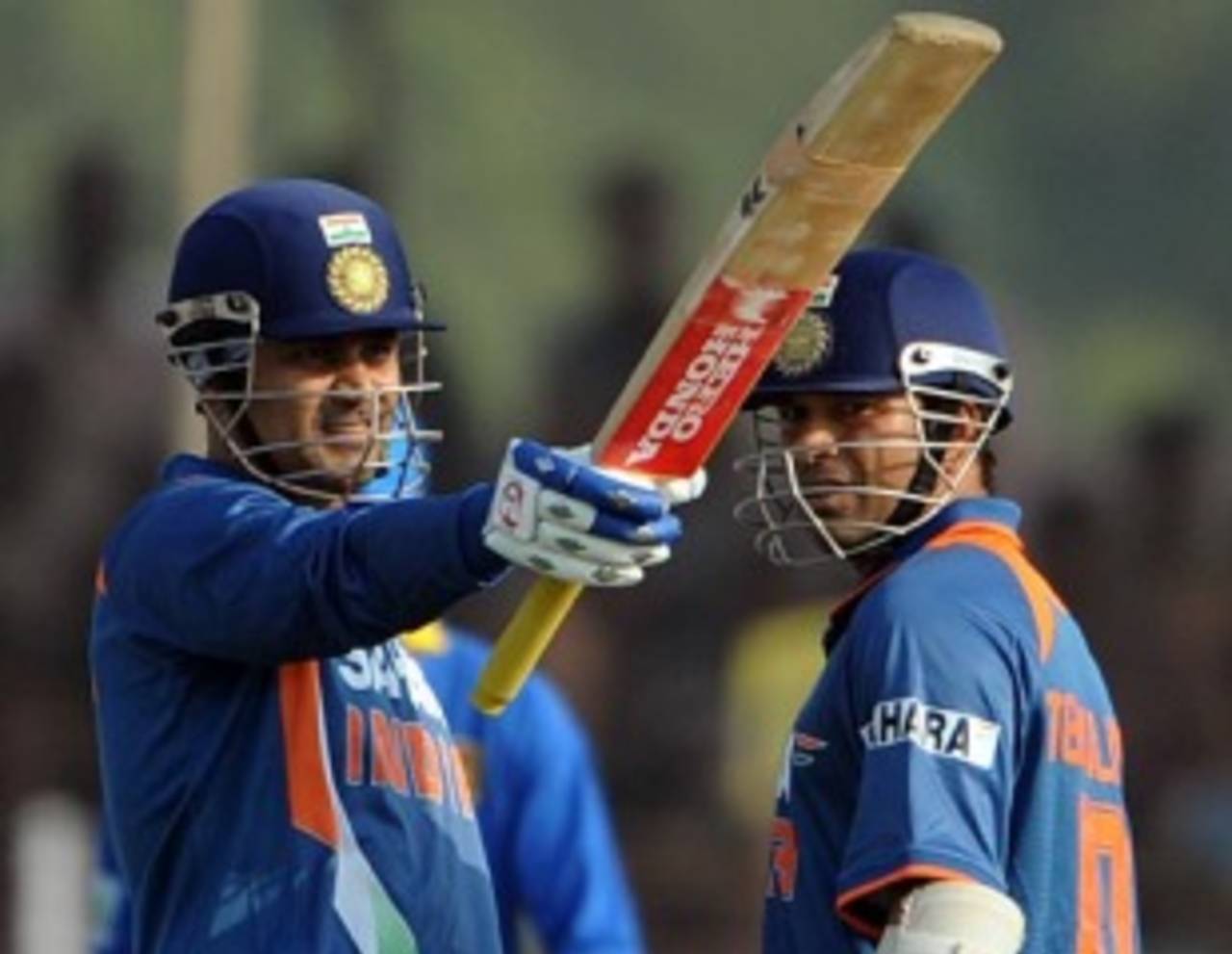 Virender Sehwag and Sachin Tendulkar added 153, India v Sri Lanka, 1st ODI, Rajkot, December 15, 2009