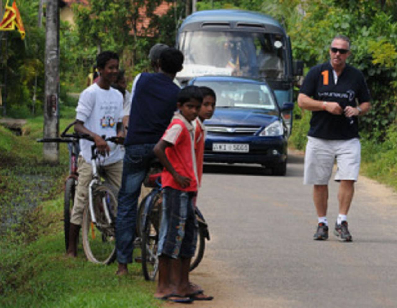Ian Botham visits the Foundation of Goodness sports complex outside Colombo, December 2, 2009