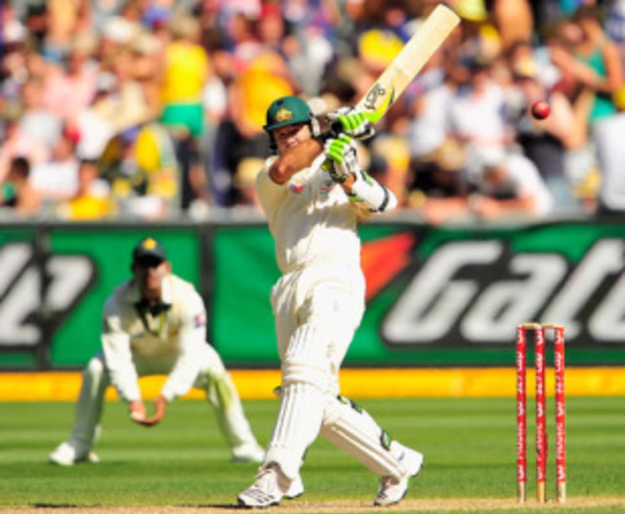 Ricky Ponting pulls on the way to 57, Australia v Pakistan, 1st Test, Melbourne, December 26, 2009