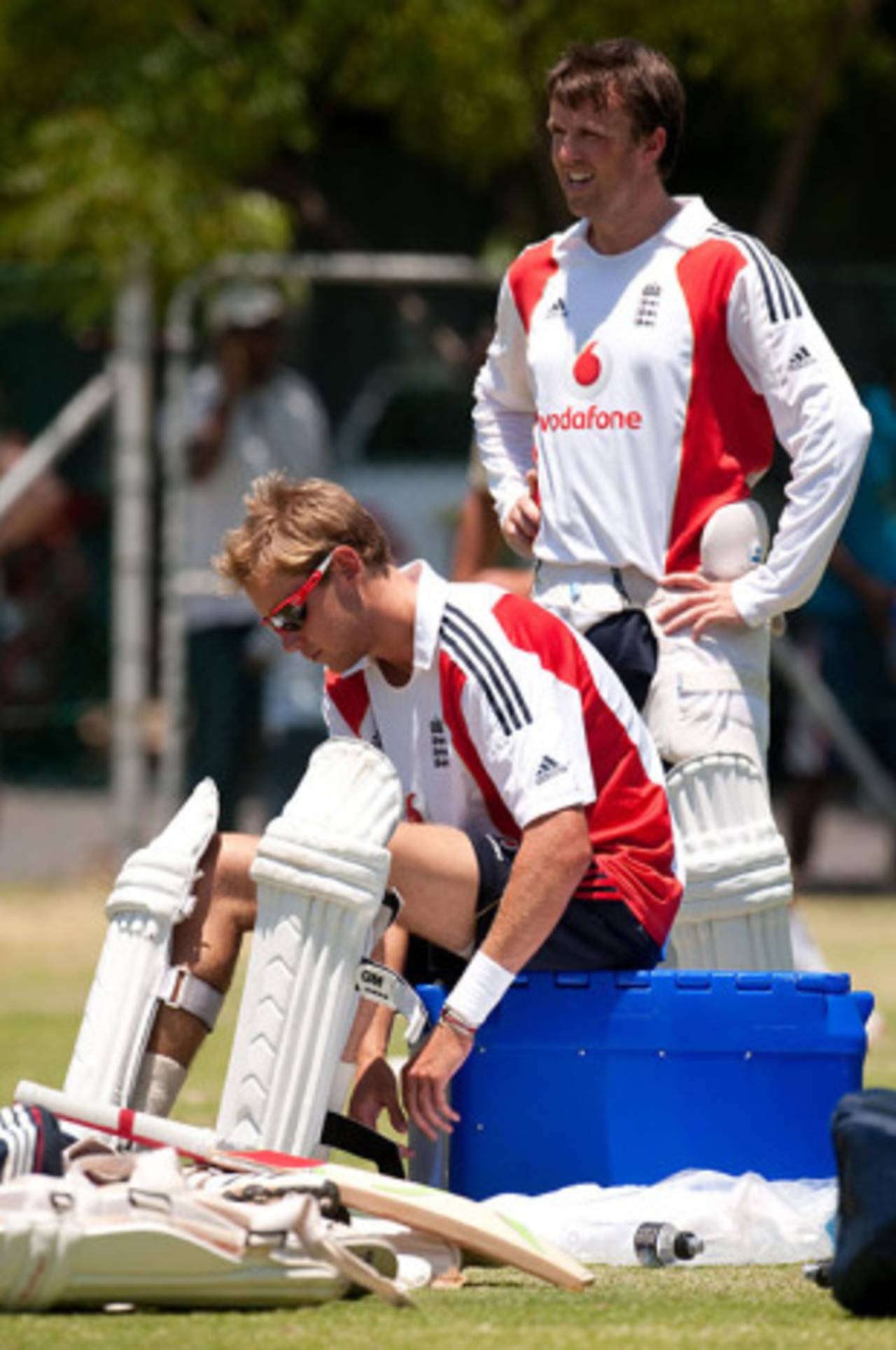 Stuart Broad and Graeme Swann, England's match winners in Durban, prepare for the third Test, Cape Town, January 2, 2010