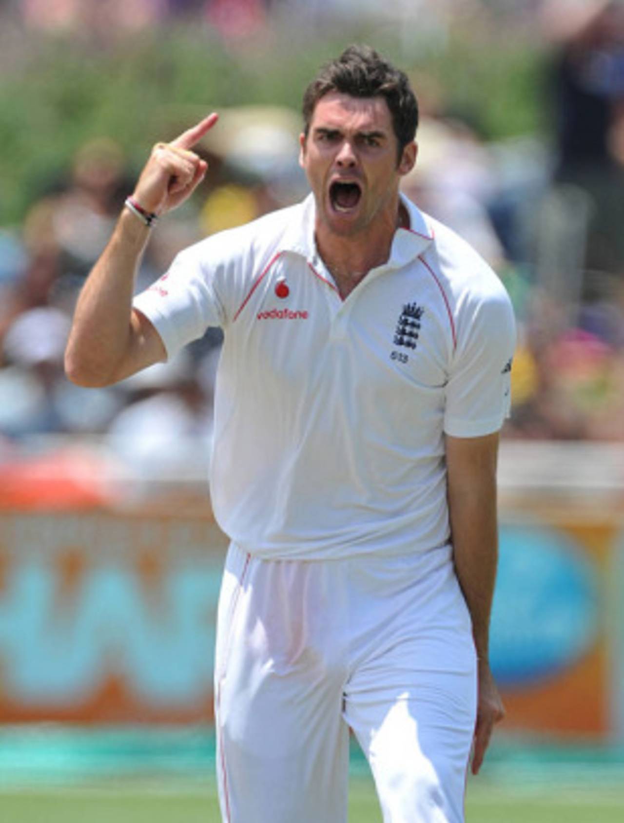 James Anderson is fired up after getting the crucial wicket of Graeme Smith, South Africa v England, 3rd Test, Cape Town, January 3, 2010