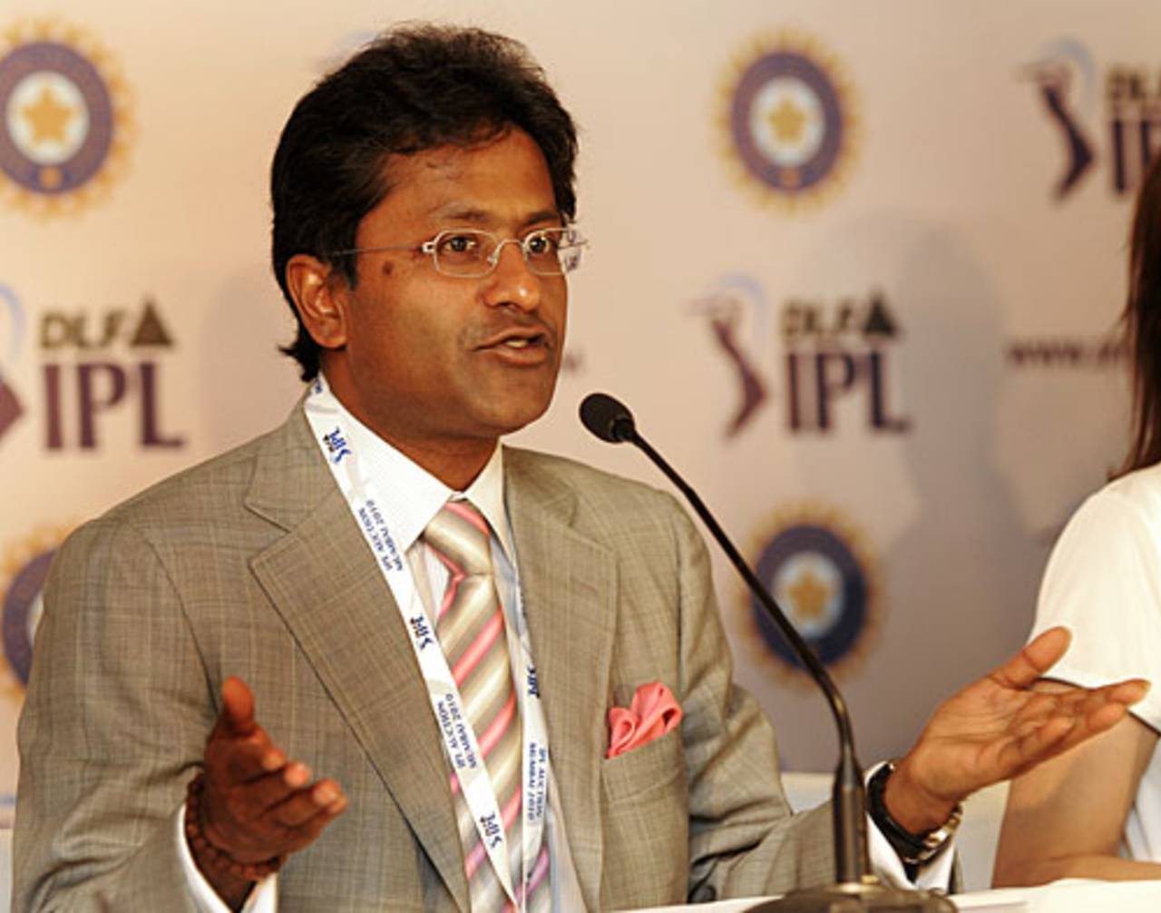 Lalit Modi takes questions from reporters after the IPL auction, Mumbai, January 19, 2010