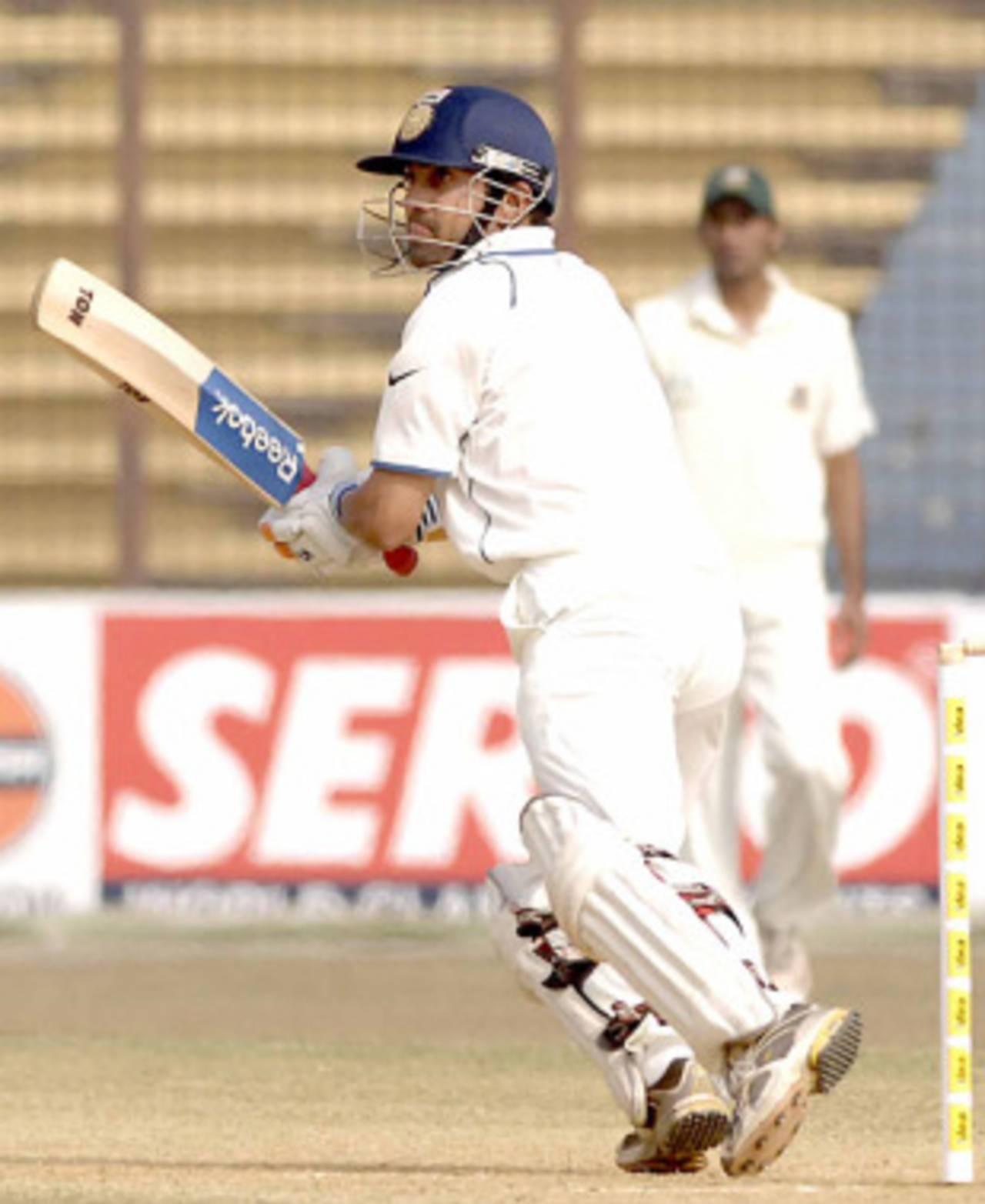 Gautam Gambhir works one past point, Bangladesh v India, 1st Test, Chittagong, 4th day, January 20, 2010 