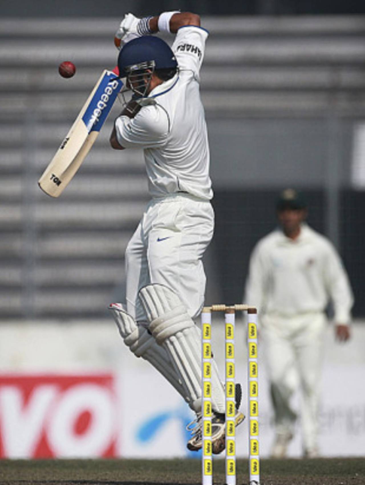 Gautam Gambhir fends off a short delivery, Bangladesh v India, 2nd Test, Mirpur, 2nd day, January 25, 2010