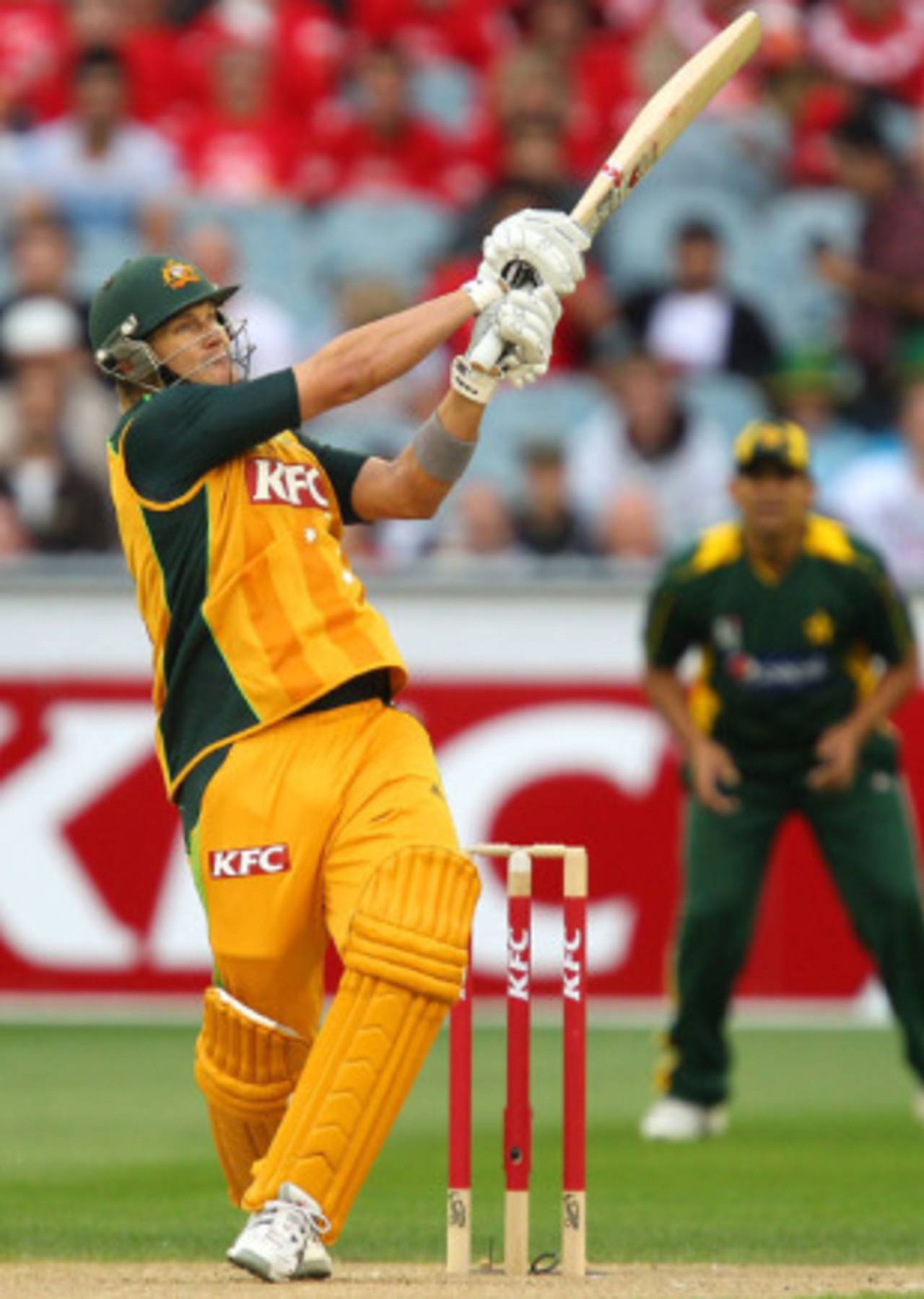 Shane Watson was an early casualty after scoring 8, Australia v Pakistan, only Twenty20 international, MCG, 5 February, 2010