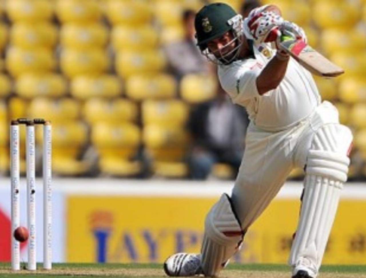 Jacques Kallis plays through cover, India v South Africa, 1st Test, Nagpur, 1st day, February 6, 2010