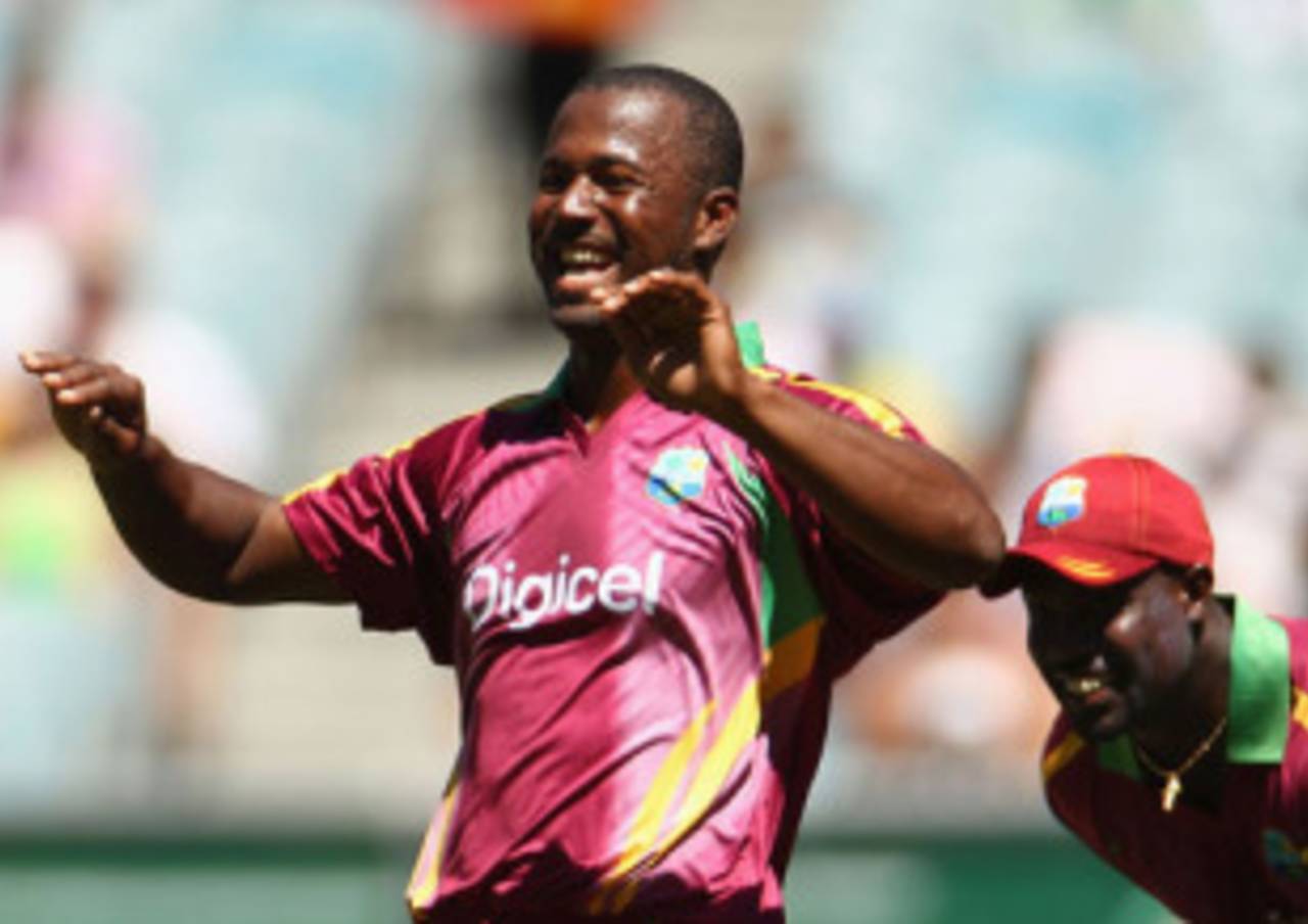 Dwayne Smith is excited after removing Shaun Marsh, Australia v West Indies, 1st ODI, MCG, 7 February, 2010