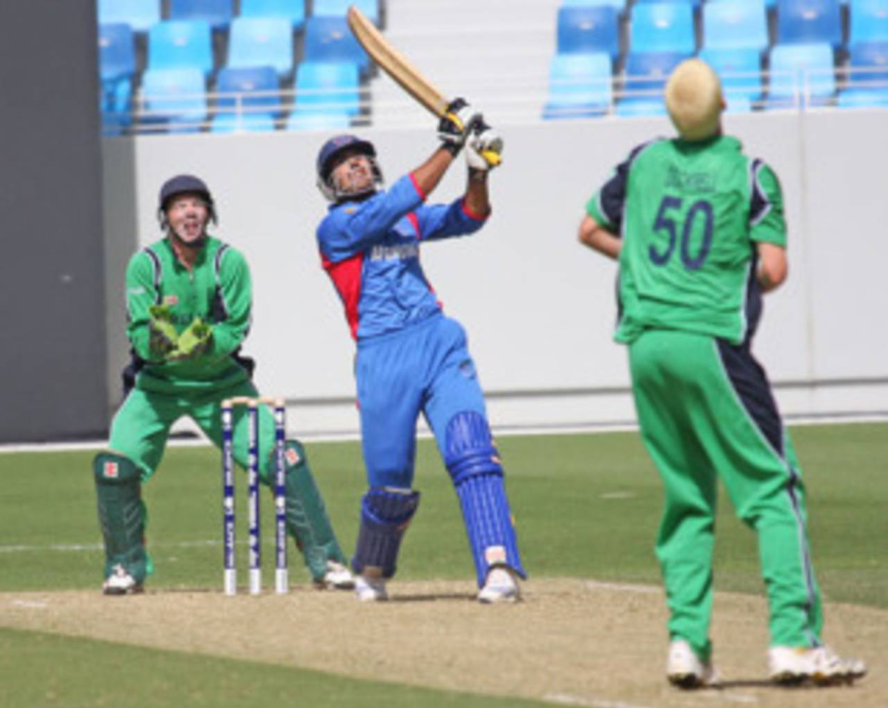 Mohammad Nabi hits George Dockrell for a six, Afghanistan v Ireland, ICC World Twenty20 Qualifiers, February 9, 2010