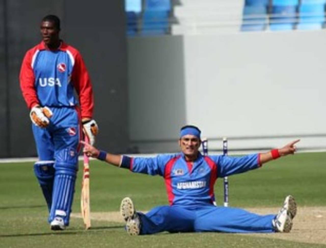Hamid Hassan savours another wicket against USA, Afghanistan v USA, ICC World Twenty20 Qualifiers, Dubai, February 11, 2010