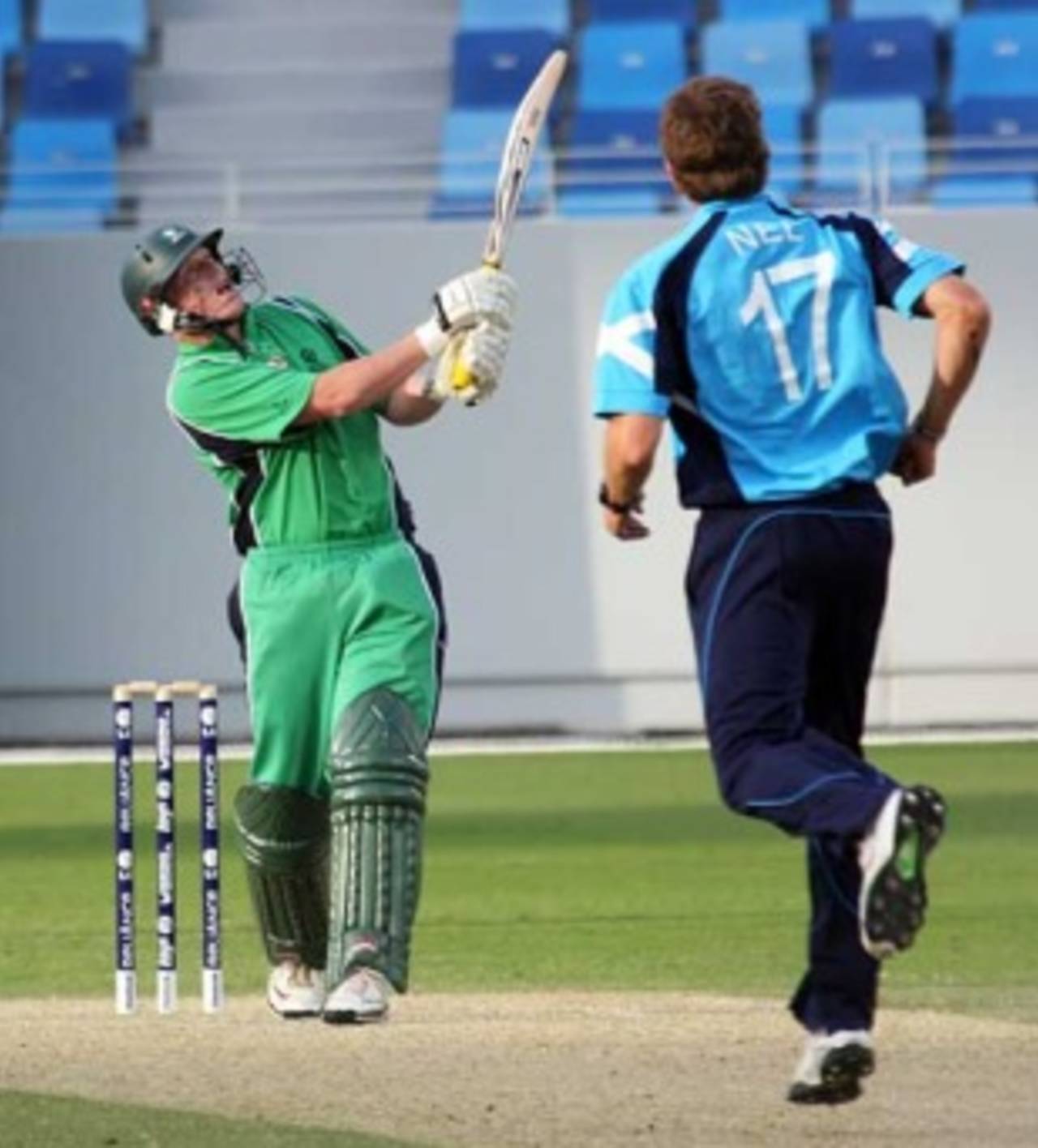 Kevin O'Brien launches a six late in Ireland's innings, Ireland v Scotland, ICC World Twenty20 Qualifiers, Dubai, February 11, 2010