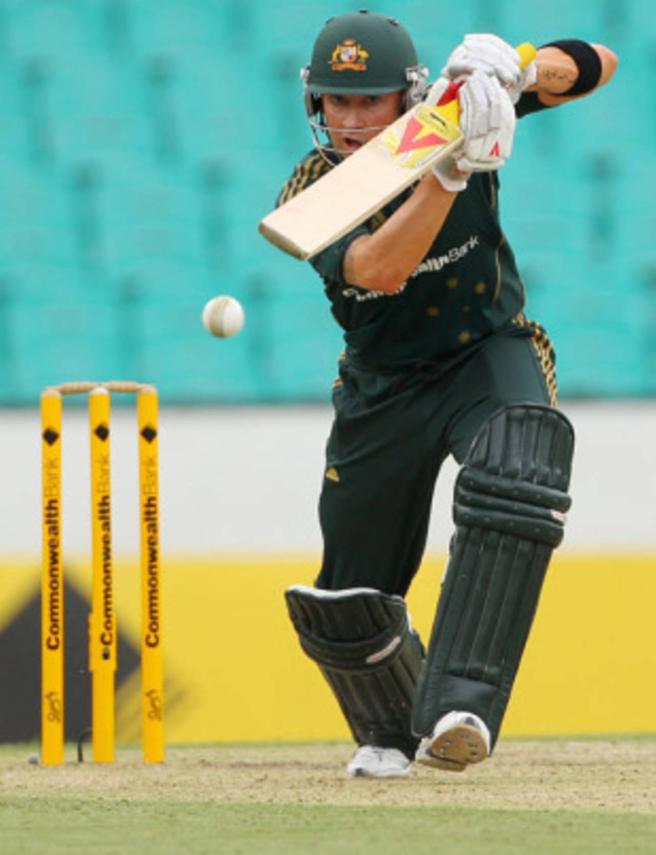 Michael Clarke looks to get off strike, Australia v West Indies, 3rd ODI, Sydney, 12 February, 2010
