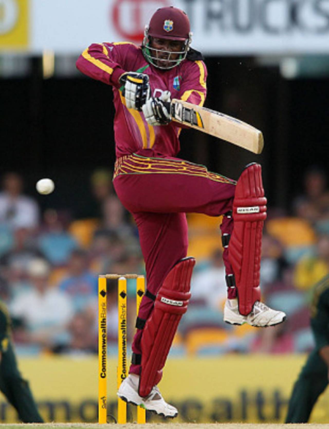 Chris Gayle plays one of his favourite shots, Australia v West Indies, 4th ODI, Brisbane, February 14, 2010
