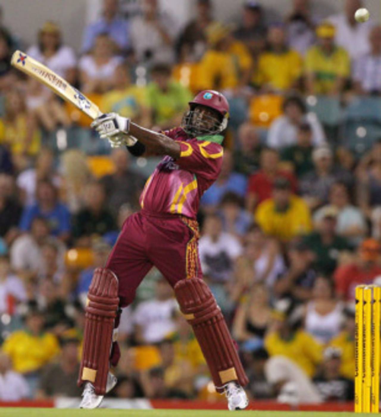 Narsingh Deonarine slashes the ball over point, Australia v West Indies, 4th ODI, Brisbane, February 14, 2010