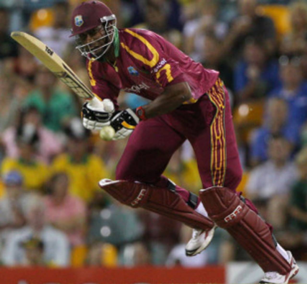 Kieron Pollard punches the ball to the leg side, Australia v West Indies, 4th ODI, Brisbane, February 14, 2010