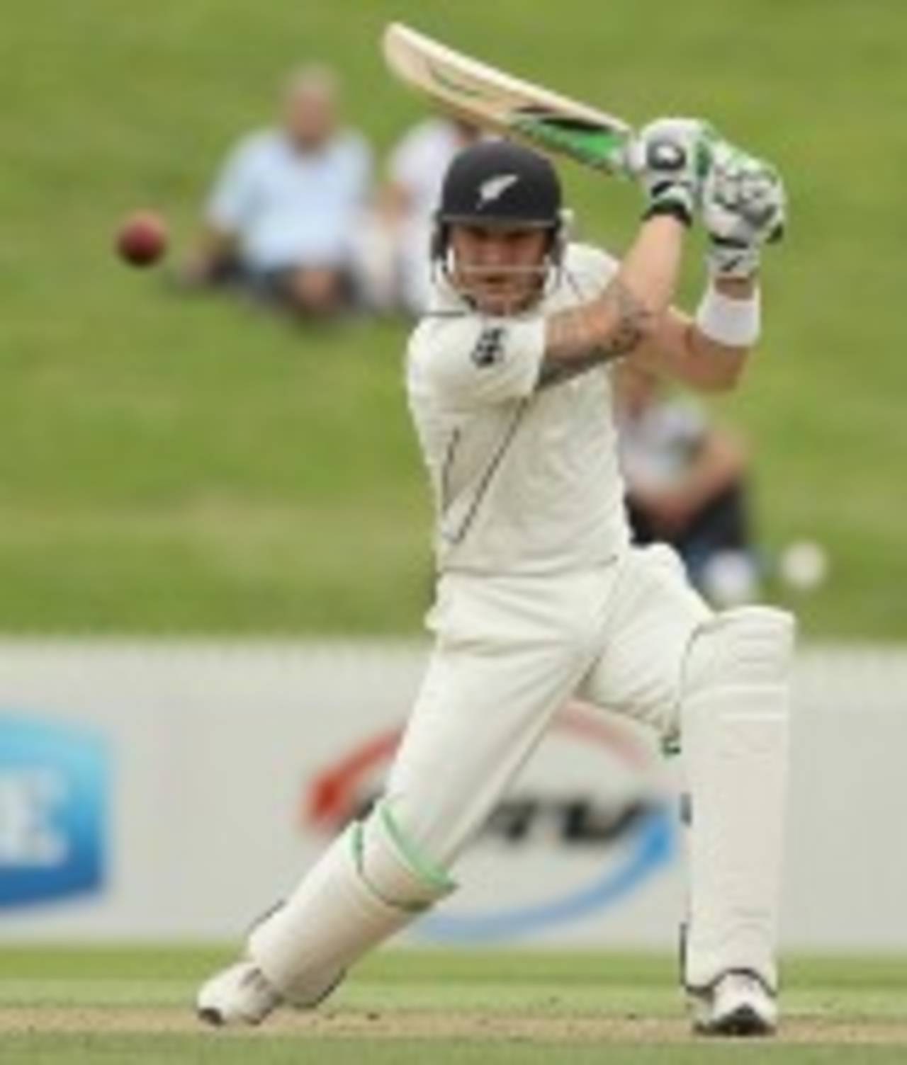 Brendon McCullum drives with power, New Zealand v Bangladesh, only Test, Hamilton, 1st day, February 15, 2010