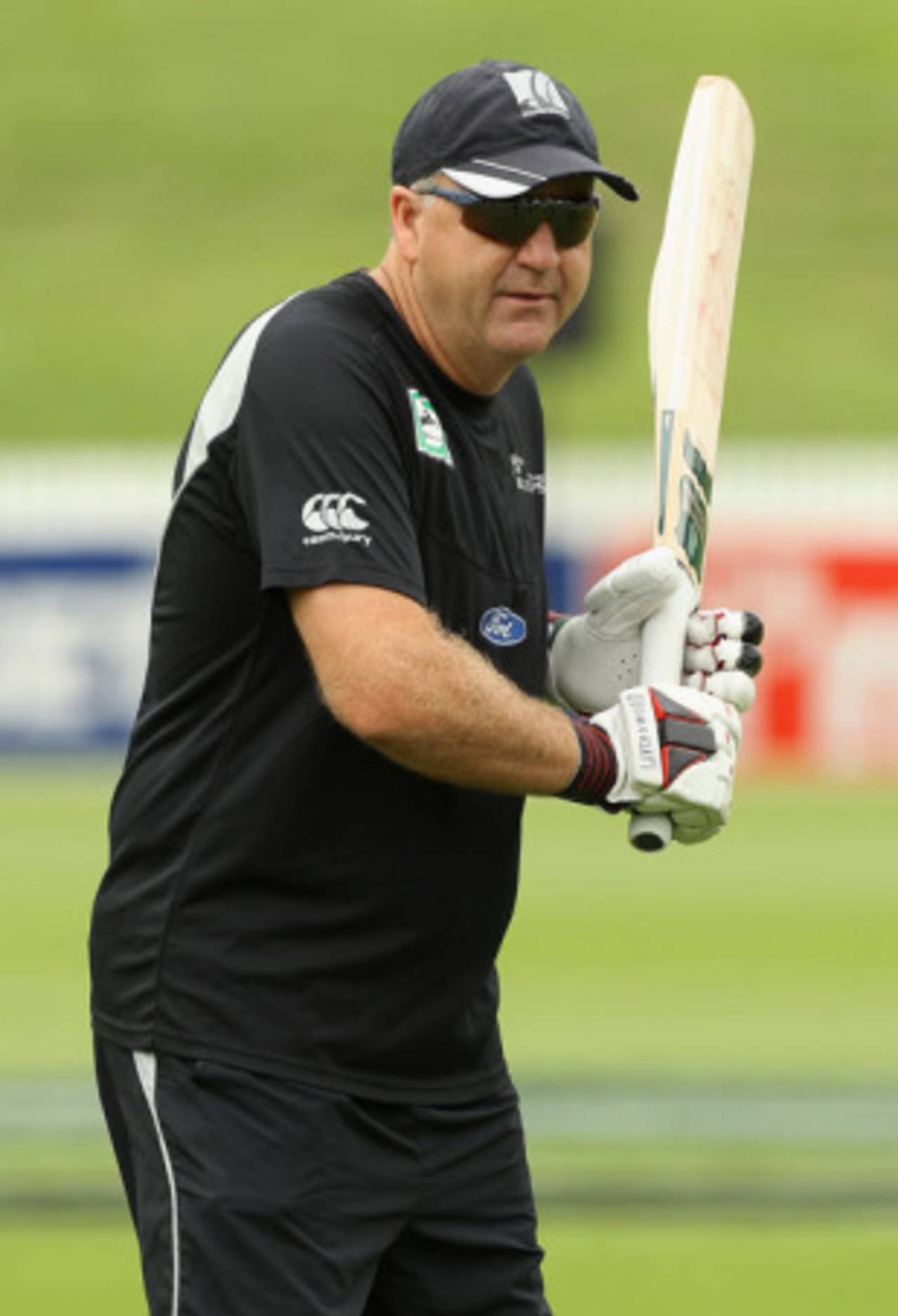 Mark Greatbatch, the New Zealand coach, wields a bat at the nets, New Zealand v Bangladesh, only Test, Hamilton, 2nd day, February 16, 2010