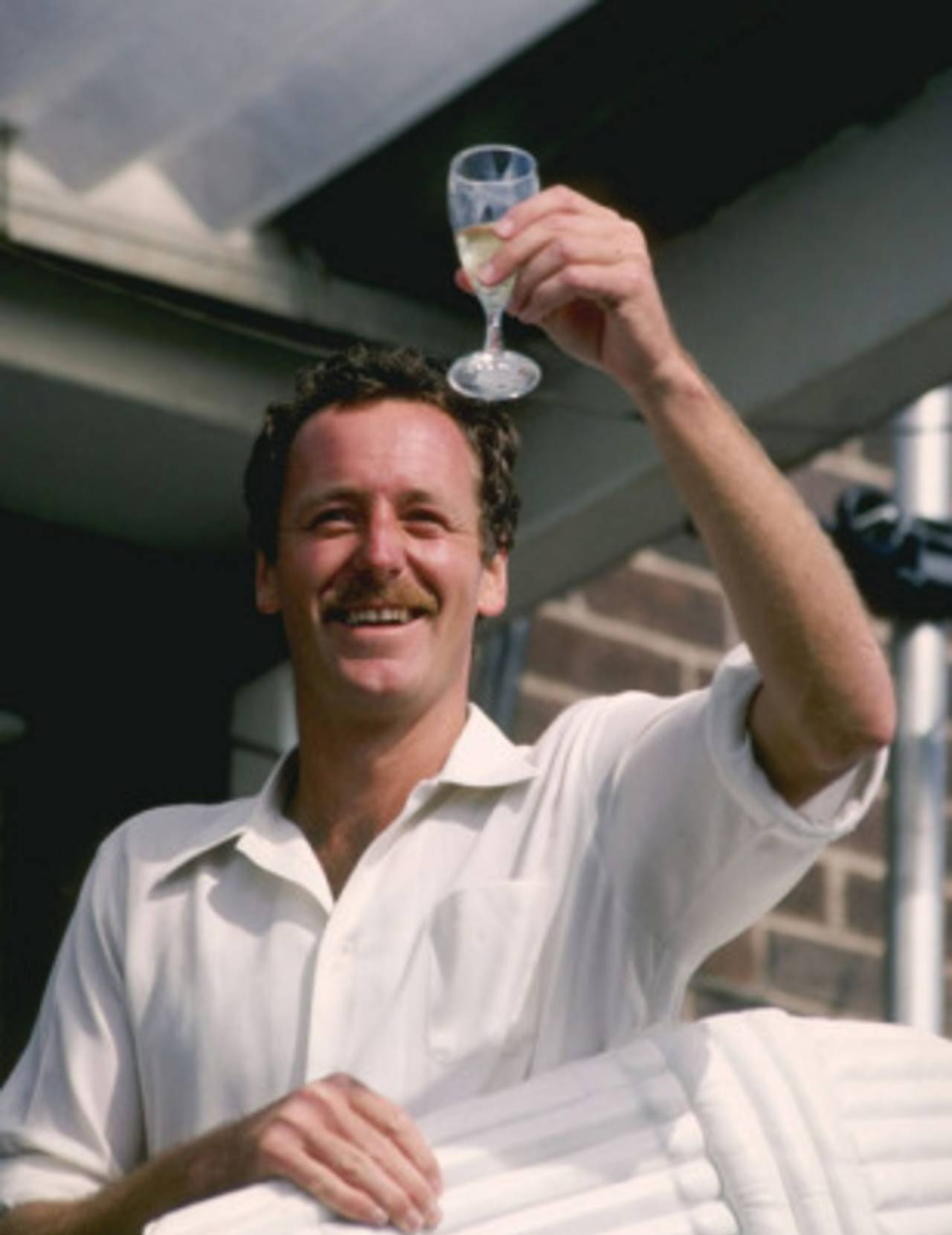 Jeremy Coney raises a glass at the end of the game, England v New Zealand, second Test, Headlingley, 1 August 1983