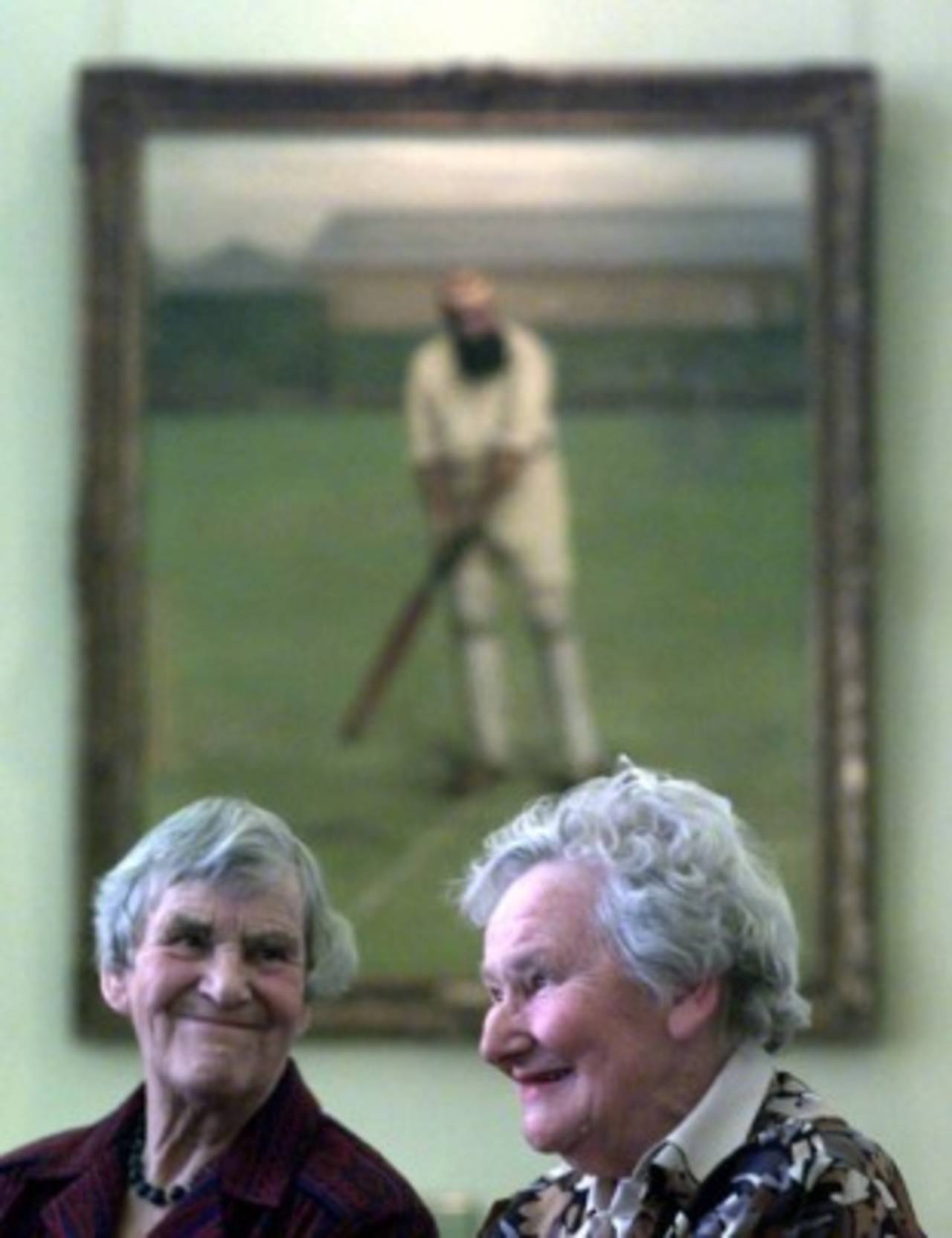 Audrey Collins and Diana Rait Kerr in the Long Room in front of a portrait of WG Grace. They are among the first ladies to be welcomed into the Long Room , Lord's, March 16, 1999