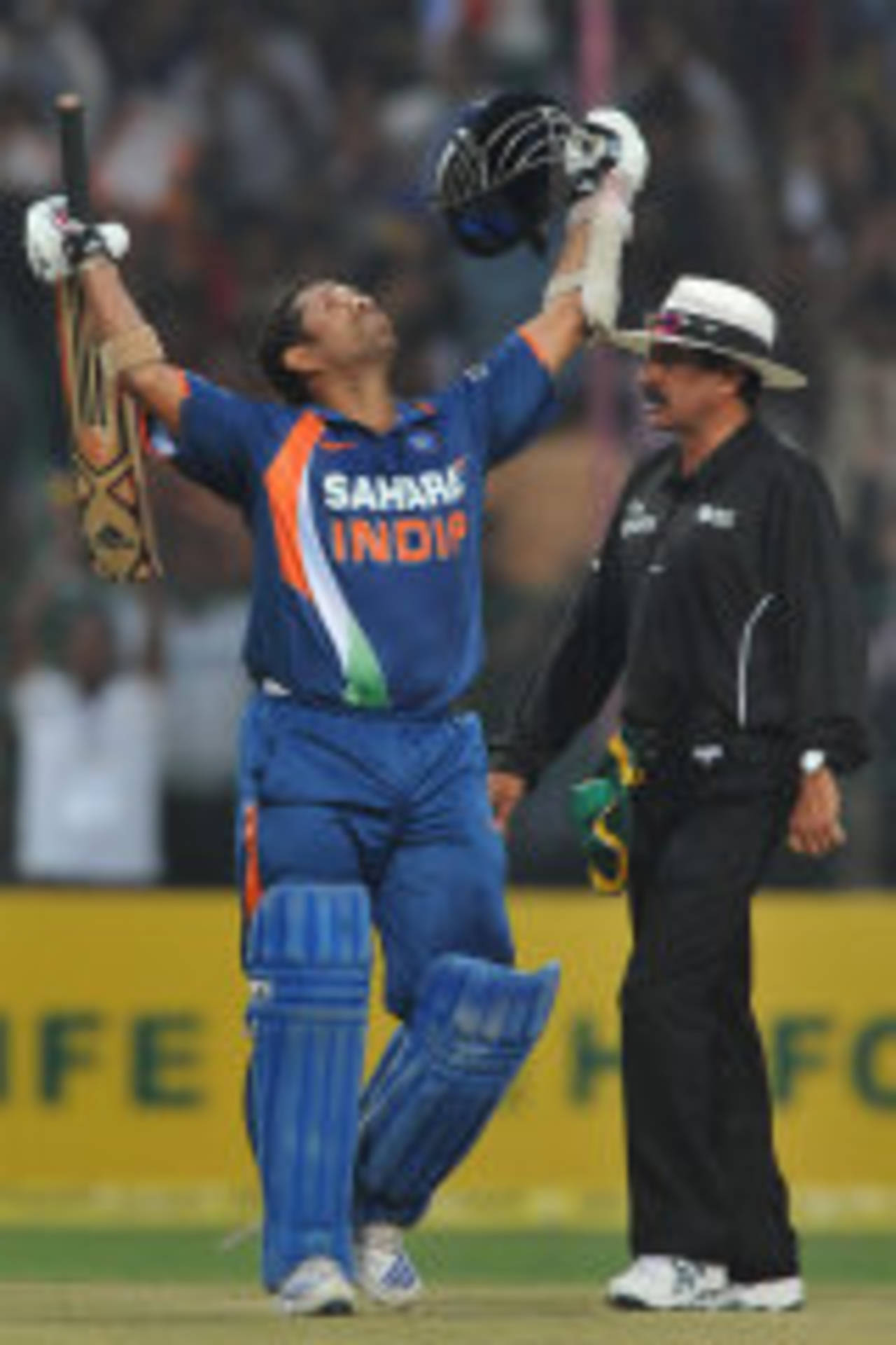 Sachin Tendulkar looks to the heavens after reaching the magical mark of 200, 2nd ODI, Gwalior, February 24, 2010