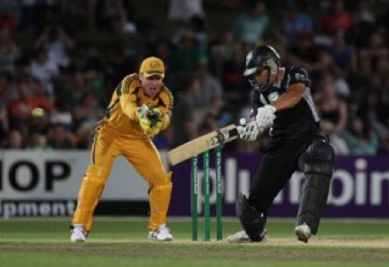 Ross Taylor cuts during his 70, New Zealand v Australia, 1st ODI, Napier, March 3, 2010