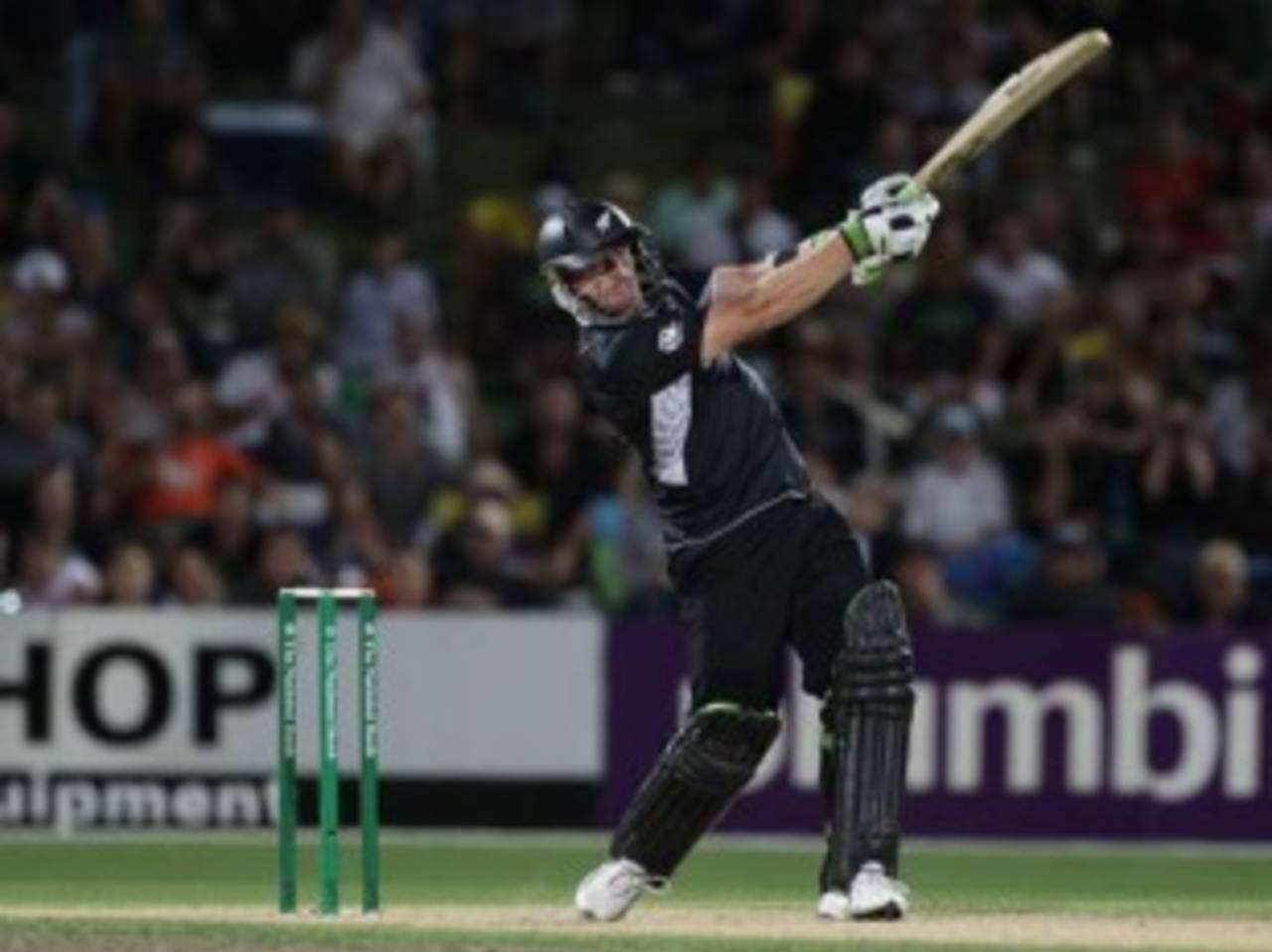 Scott Styris hits down the ground, New Zealand v Australia, 1st ODI, Napier, March 3, 2010