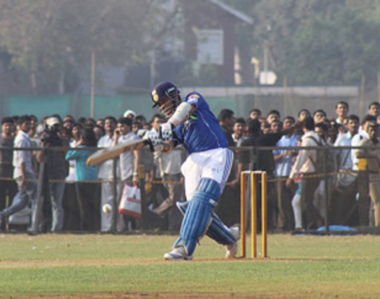 Sachin Tendulkar bats during Mumbai Indians' practice game at the Bombay Gymkhana, March 9, 2010