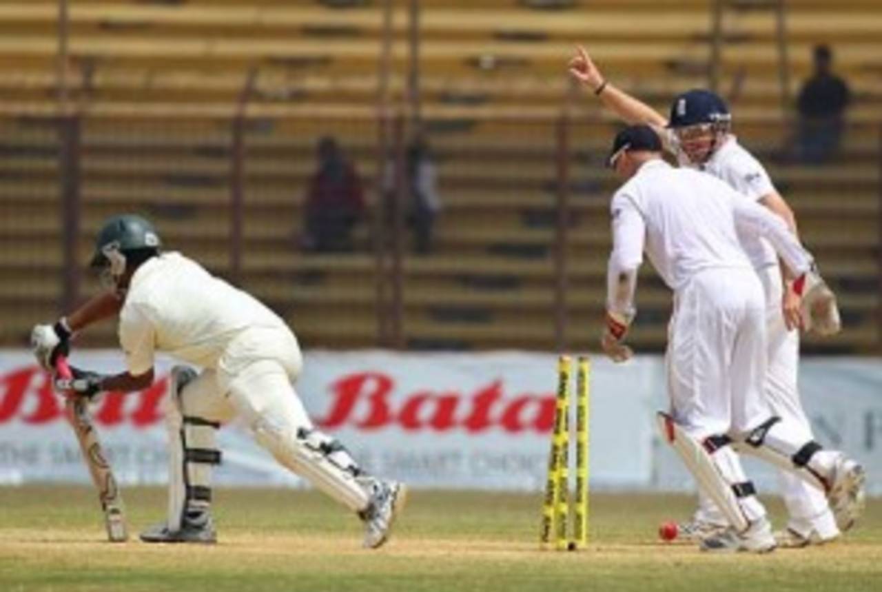 Tamim Iqbal was beaten by Graeme Swann's turn, Bangladesh v England, 1st Test, Chittagong, March 15, 2010