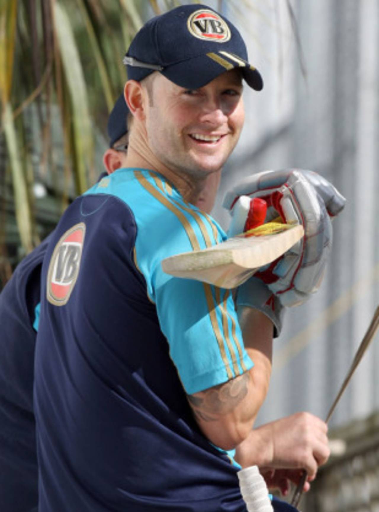 Lighter load: Michael Clarke manages a smile at training, knowing his team-mates are looking out for him&nbsp;&nbsp;&bull;&nbsp;&nbsp;Getty Images