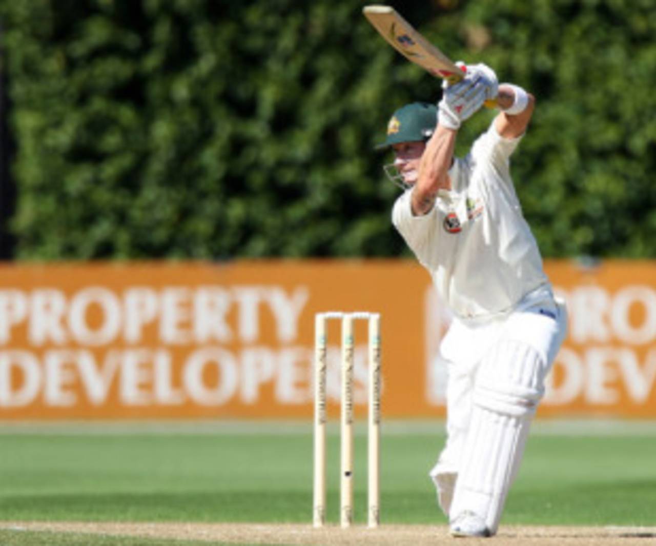 Michael Clarke unleashes a crisp drive, New Zealand v Australia, 1st Test, 2nd day, Wellington, March 20, 2010