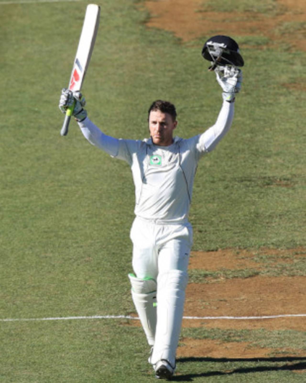 Brendon McCullum celebrates his century, New Zealand v Australia, 1st Test, 5th day, Wellington, March 23, 2010